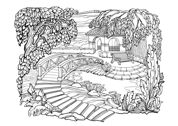 Romantic Secret Garden Coloring Pages Coloring Book Adults Stress Colouring — Stock Vector