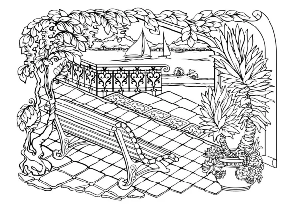 Romantic Secret Garden Coloring Pages Coloring Book Adults Stress Colouring — Wektor stockowy
