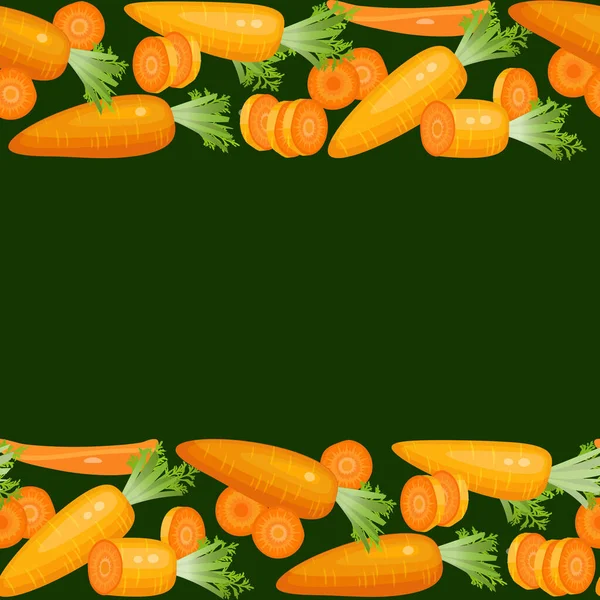 Морковь Бесшовный Рисунок Ломтиками Овощной Узор Виде Полоски Свежая Здоровая — стоковый вектор