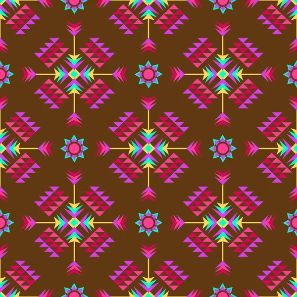 メキシコの民族の装飾 幾何学的形状シームレスパターン 部族の装飾的背景 カラフルなフラットBohoシンボル ベクターイラスト 古代のアステカの抽象的なテクスチャ — ストックベクタ