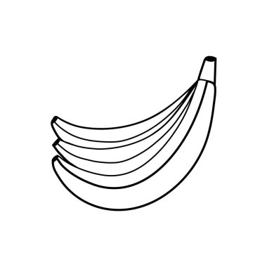 Black and white banana isolated on white background. Linear fruit for coloring book. Vector illustration
