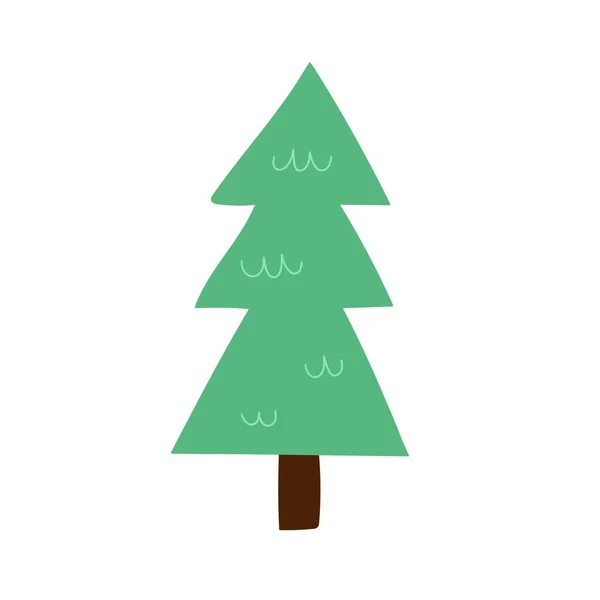 圣诞树是白色上孤立的元素 为圣诞请柬 卡通风格的印刷品装饰冬季松树 手拉手的小集团矢量说明 — 图库矢量图片