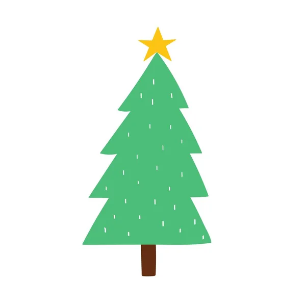 Doodle Weihnachtsbaum Isoliertes Element Auf Weiß Niedliche Winterkiefer Für Weihnachtseinladungen — Stockvektor