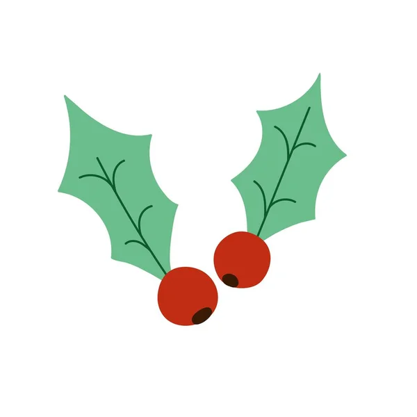 Weihnachtsbeeren Cartoon Stil Winter Mistel Für Weihnachten Flaches Design Holly — Stockvektor