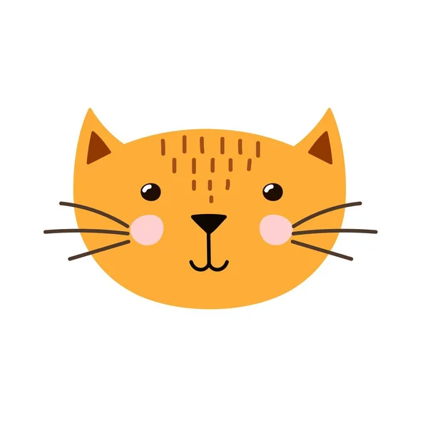 Söt Katt Huvud Tecknad Stil Kattansikte För Baby Och Barn — Stock vektor