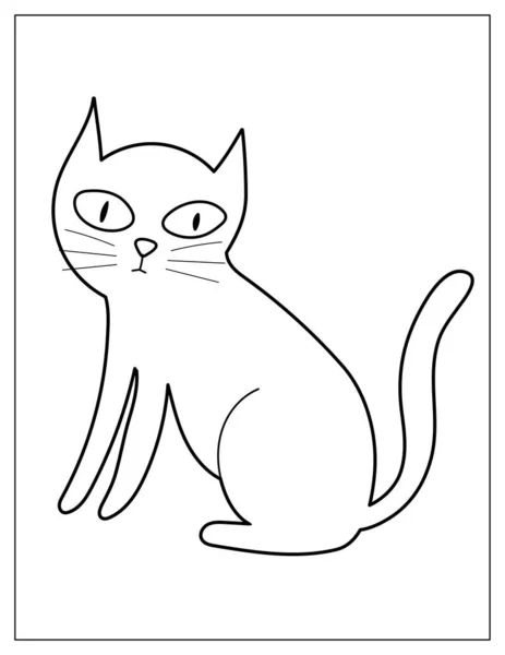 Sevimli Bir Kediyle Boyama Sayfası Letter Formatında Boyama Kitabı Için — Stok Vektör