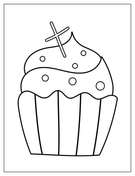 Coloriage Halloween Avec Cupcake Effrayant Avec Croix Dessus Creepy Impression — Image vectorielle