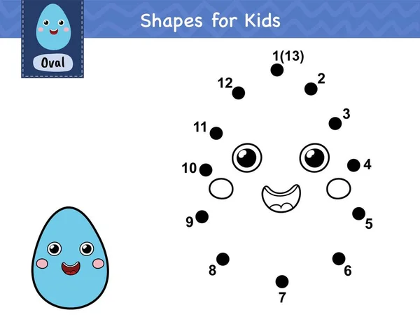 把这些圆点连接起来 画出一个可爱的椭圆形 点对点数字游戏为孩子们 学前班学习形体活动页面 儿童字谜模板 矢量说明 — 图库矢量图片
