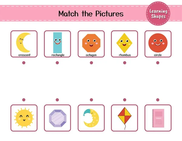 Shapes Matching Game Für Kinder Finden Sie Die Richtigen Objekte — Stockvektor