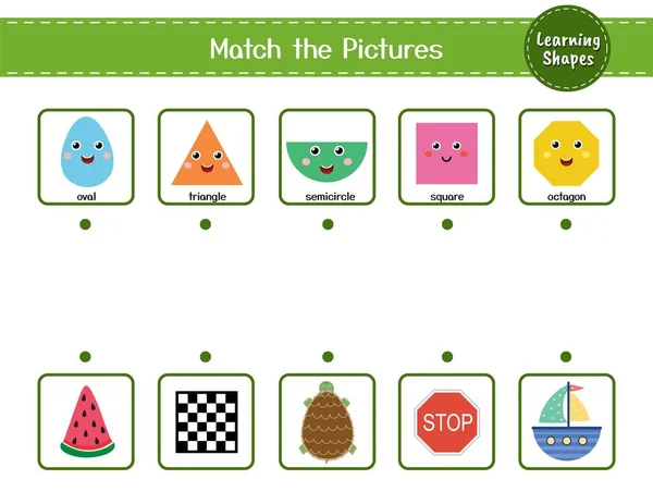 Σχήματα Ταιριάζουν Παιχνίδι Για Παιδιά Βρείτε Σωστό Παζλ Αντικείμενα Μαθαίνοντας — Διανυσματικό Αρχείο