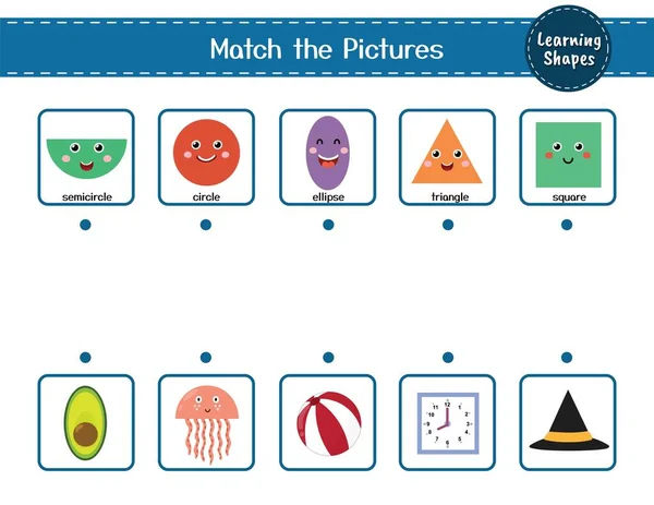 Shapes Matching Game Für Kinder Finden Sie Die Richtige Objektaktivitätsseite — Stockvektor