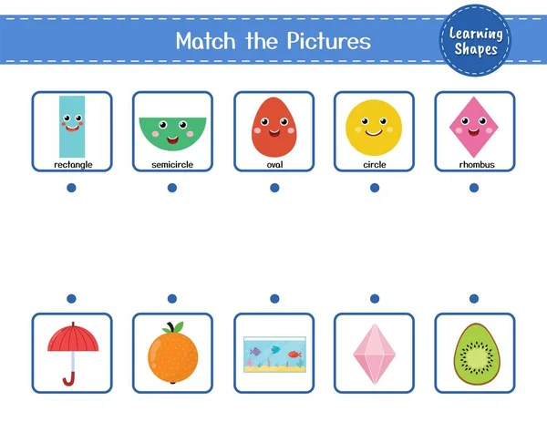 将形状与物体匹配 儿童教育活动网页 学习与学前游戏匹配的形状 矢量说明 — 图库矢量图片
