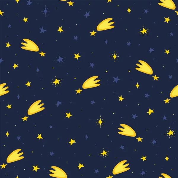 Raumnahtloses Muster Mit Sternschnuppen Galaxy Hintergrund Für Kinder Kosmischer Druck — Stockvektor
