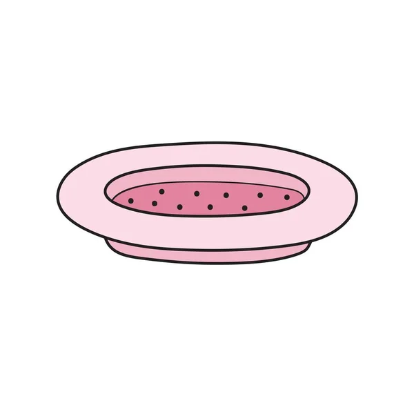 Assiette Rose Élément Isolé Style Dessin Animé Plat Vide Sur — Image vectorielle