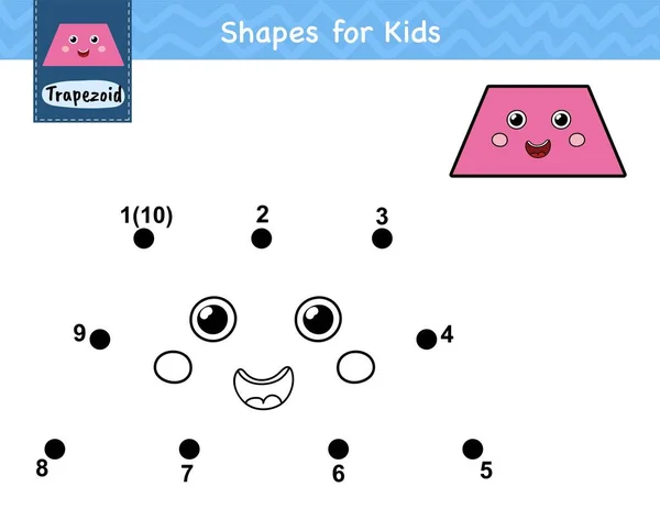 把这些圆点连接起来 画出一个可爱的梯形 有趣的点对点数字游戏为孩子们 学习形体活动页面 儿童工作表 矢量说明 — 图库矢量图片