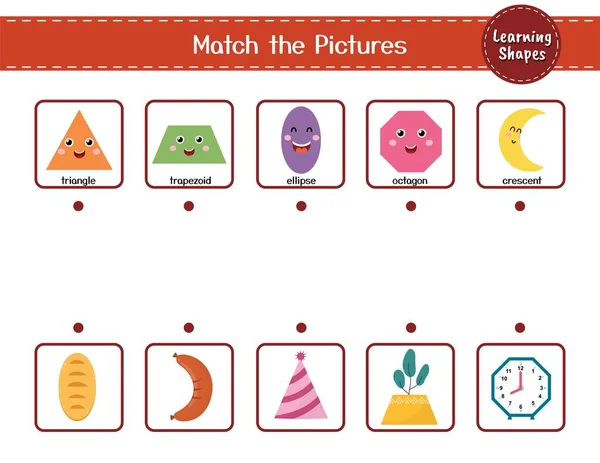 Shapes Matching Game Für Kinder Aktivitätsseite Für Schule Und Vorschule — Stockvektor