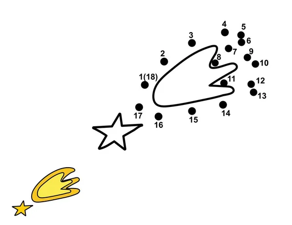 Schließen Sie Die Punkte Und Zeichnen Sie Einen Fallenden Stern — Stockvektor