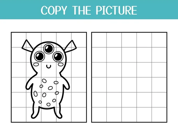Zkopírujte Stránku Aktivity Obrázku Pro Děti Kreslit Barva Roztomilé Cizince — Stockový vektor