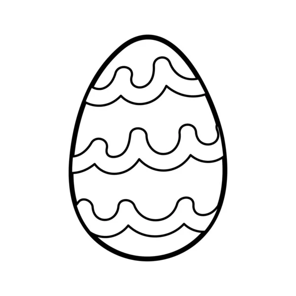 Easter Decorative Egg Coloring Page Kids Black White Activity Page — Stock Vector