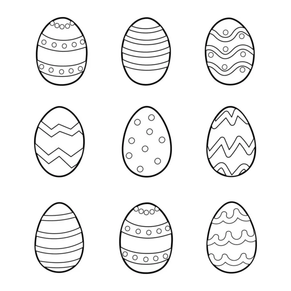 Huevos Garabato Pascua Con Adorno Para Colorear Página Vacaciones Primavera — Vector de stock