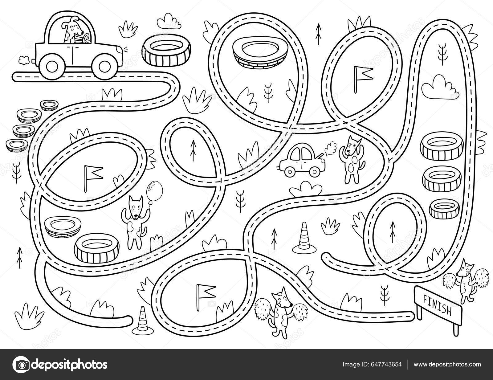 Maze game with girl and dog Royalty Free Vector Image