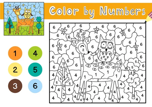 Color Por Números Juego Para Niños Página Para Colorear Con — Vector de stock