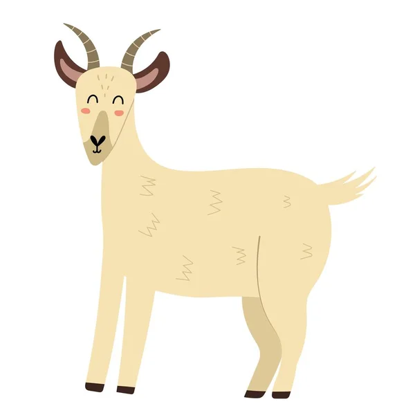 Roztomilý Koza Kresleném Stylu Izolovaný Prvek Prvek Pro Hospodářská Zvířata — Stockový vektor