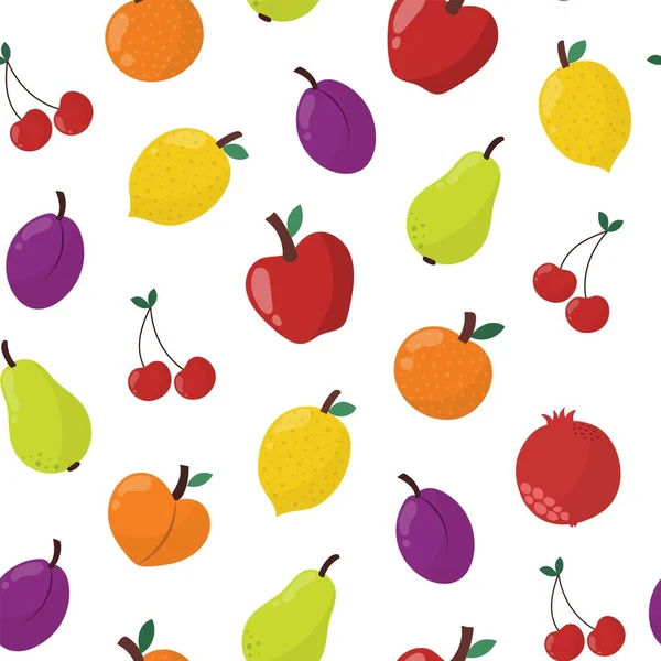 Frutas Frescas Padrão Sem Costura Estilo Cartoon Fundo Doodle Comida —  Vetores de Stock