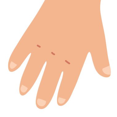 Beyaz arka planda izole edilmiş karikatür tarzı el ele. Parmak vektör çizimi. Çocuklar için vücut parçaları öğrenme