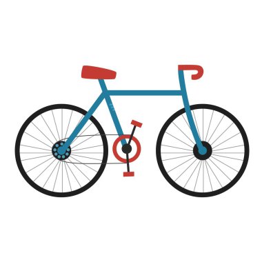 Çocuklar için çizgi film tarzında karikatür bisikleti. Ekolojik şehir ulaşımı beyaz arka planda izole edildi. Vektör illüstrasyonu