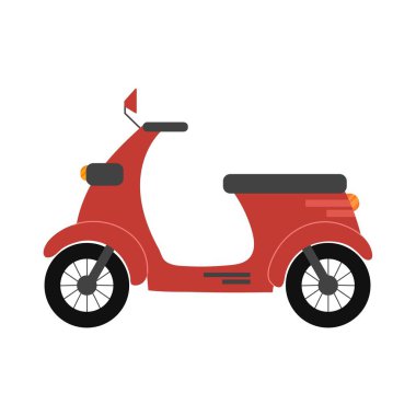 Çizgi film tarzında beyaz arka planda izole edilmiş bir motosiklet. Şirin motorsiklet araç düz dizayn. Parmak izleri ve logolar için karalama aracı. Vektör illüstrasyonu