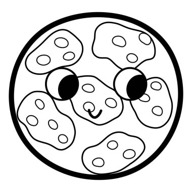 Siyah-beyaz şirin Merkür gezegeni. Mutlu gülümseyen güneş sistemi karakteri ana hatlarıyla tırmanıyor. Uzay elementi izole. Vektör illüstrasyonu