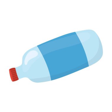 Boş plastik şişe atıkları yerde yatıyor. Çizgi film tarzında çöp geri dönüşüm vektör çizimi. Plastik kirliliği kavramı