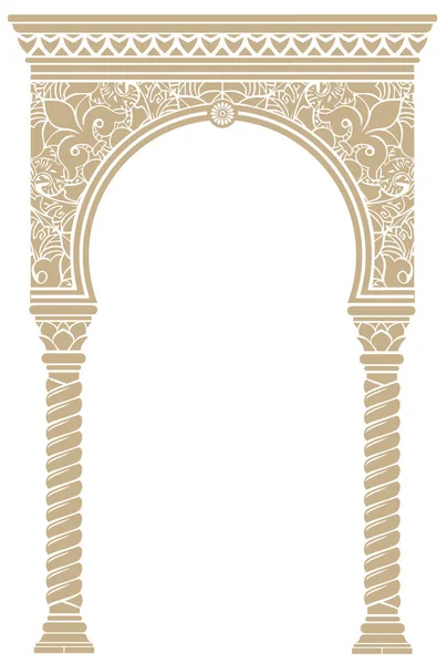 Vector Arch Cover Postcard Certificate Diploma Golden Vintage Oriental Arch — Stock Vector