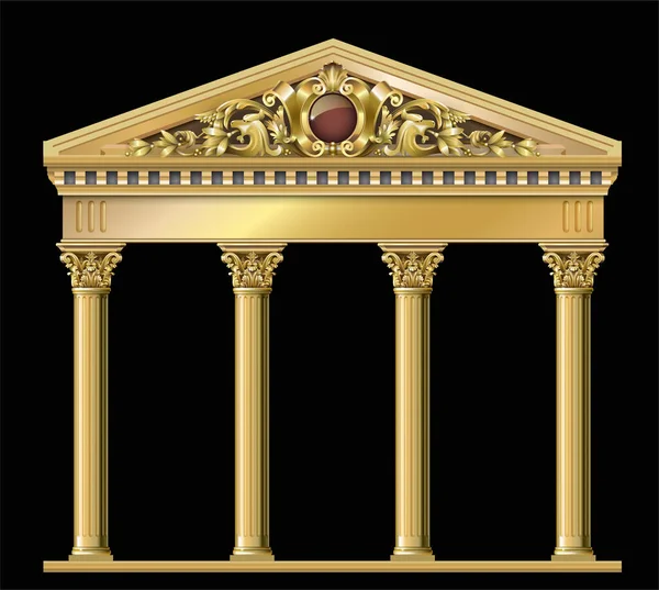 Золота Розкішна Класична Арка Колонами Аркада Фефасаду Стилі Бароко Вхід — стоковий вектор