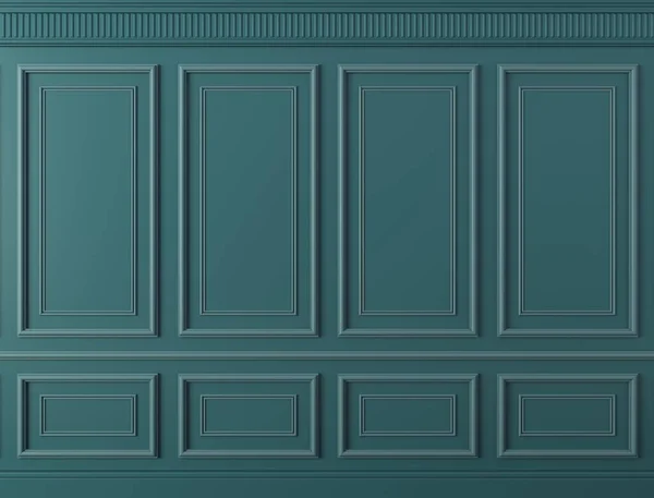 Illustration Klassische Wand Aus Dunkelmintgrünen Holzpaneelen Tischlerarbeiten Innenraum Hintergrund — Stockfoto