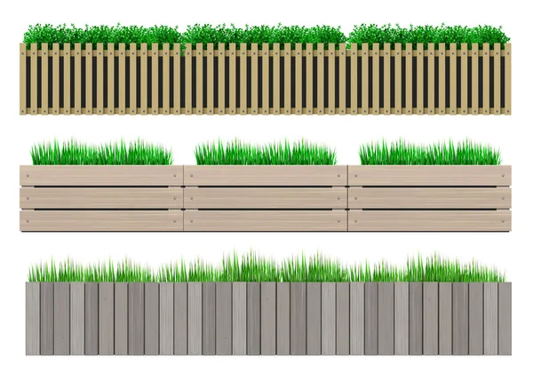 Set Modern Fences Walls Landscape Vector Templates Design — Stock Vector