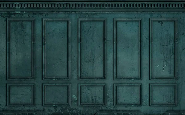 Ilustrace Klasická Stěna Starých Štukových Panelů Modré Barvy Truhlářství Interiéru — Stock fotografie