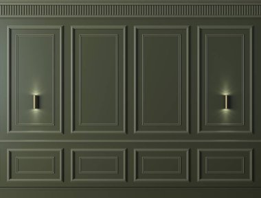 3d illustration. Classic wall of color gray mocha wood panels. Joinery in the interior. Background.