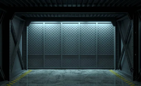 3d illustration. Underground bunker or subway station or factory