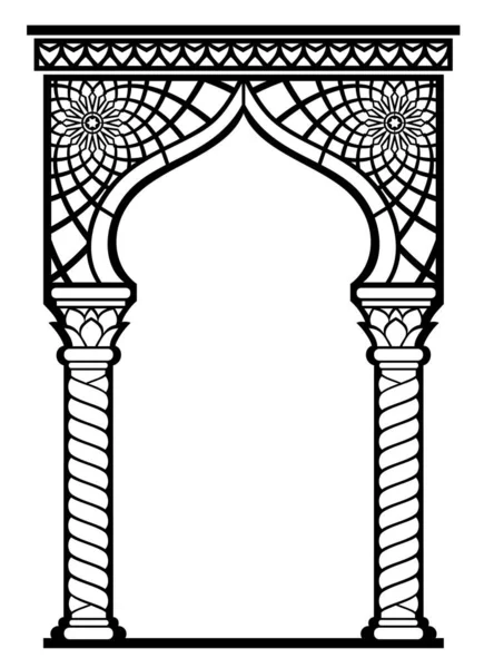 Architectural Arab Arch Photo Frame Laser Cutting Stencil Oriental Style — Stock Vector