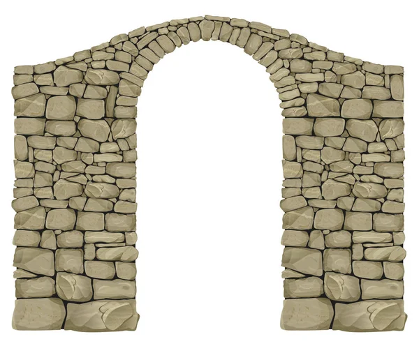 Вектор Реалистичный Горный Каменный Арочный Винтажный Валунный Мост Сохранительная Стена — стоковый вектор
