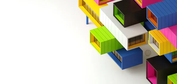 Illustration Konzeptioneller Hintergrund Banner Containerhäuser Modulare Architektur — Stockfoto