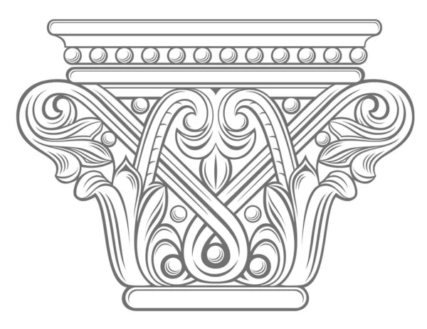 矢量模板 中世纪大教堂哥特式柱的首都 雕刻或纹身要素 — 图库矢量图片