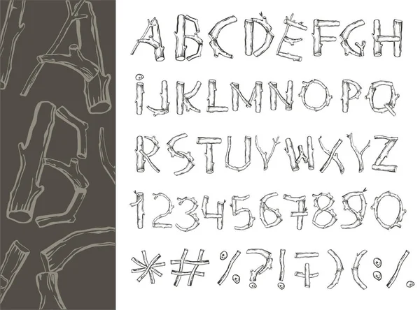 树叶的艺术字体 矢量图形 数字和字母 — 图库矢量图片
