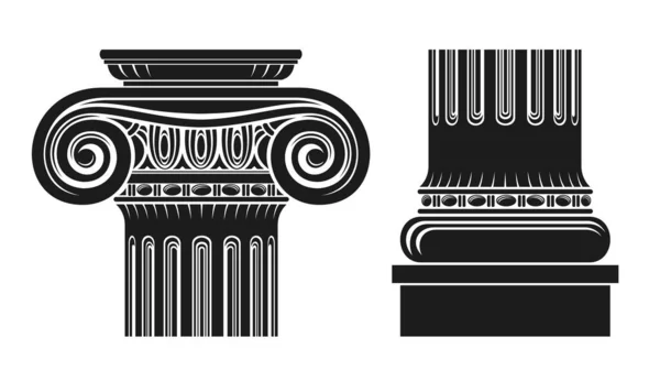 Modèles Vectoriels Capitale Une Colonne Corinthienne Ionique Médiévale Élément Gravure — Image vectorielle