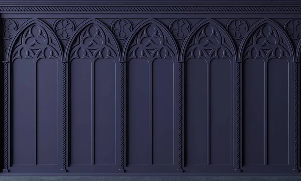 Boyutlu Illüstrasyon Klasik Dolap Gotik Ahşap Mavi Panelden Yapılmış Kale — Stok fotoğraf