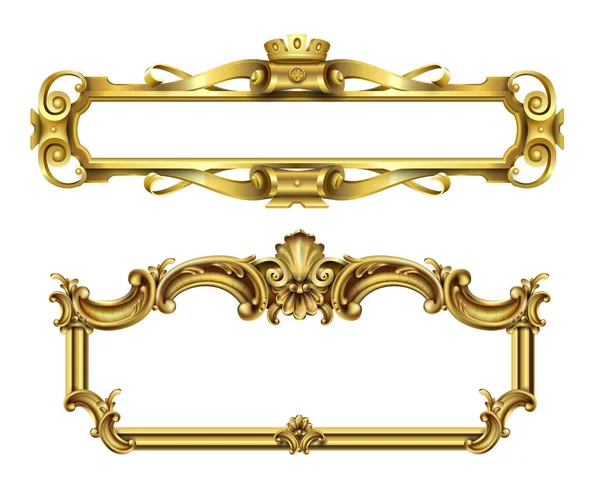 Золотая Классическая Барочная Рама Рококо Векторная Графика Роскошная Рамка Покраски — стоковый вектор