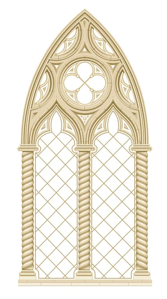 Reális Gótikus Katedrális Középkori Festett Üveg Ablak Boltív Háttér Vagy — Stock Vector