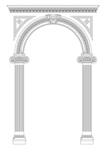 Contouring Coloring Classical Arch Classic Antique Portal Columns Vector Graphics — Stock Vector